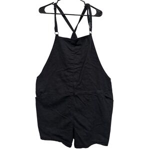 Torrid Black Linen Blend Shortalls Overalls Womens Size 3 3XL Spring Back Pocket